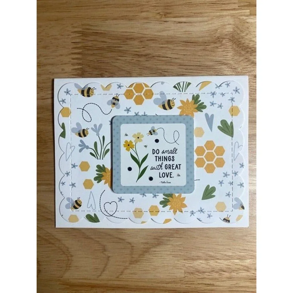 Bee & Honey Greeting Card – Handmade A2 Card – All Occasion Blank Card